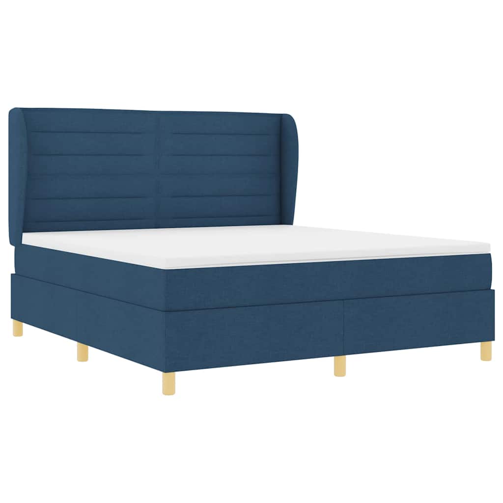 vidaXL Łóżko sprężynowe z materacem Niebieski 200 x 180 cm tkanina