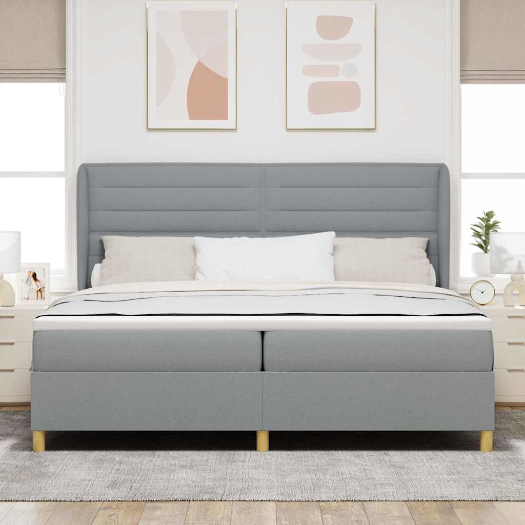 vidaXL Łóżko sprężynowe z materacem Jasnoszary 200 x 200 cm tkanina