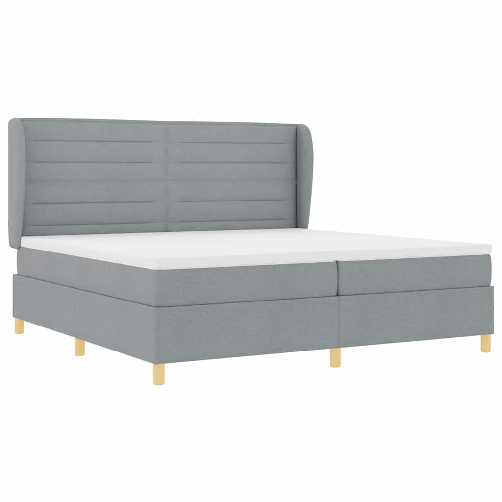 vidaXL Łóżko sprężynowe z materacem Jasnoszary 200 x 200 cm tkanina