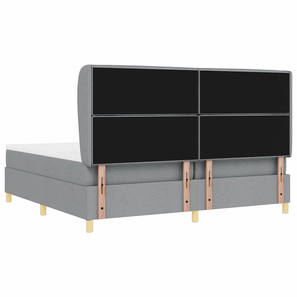 vidaXL Łóżko sprężynowe z materacem Jasnoszary 200 x 200 cm tkanina