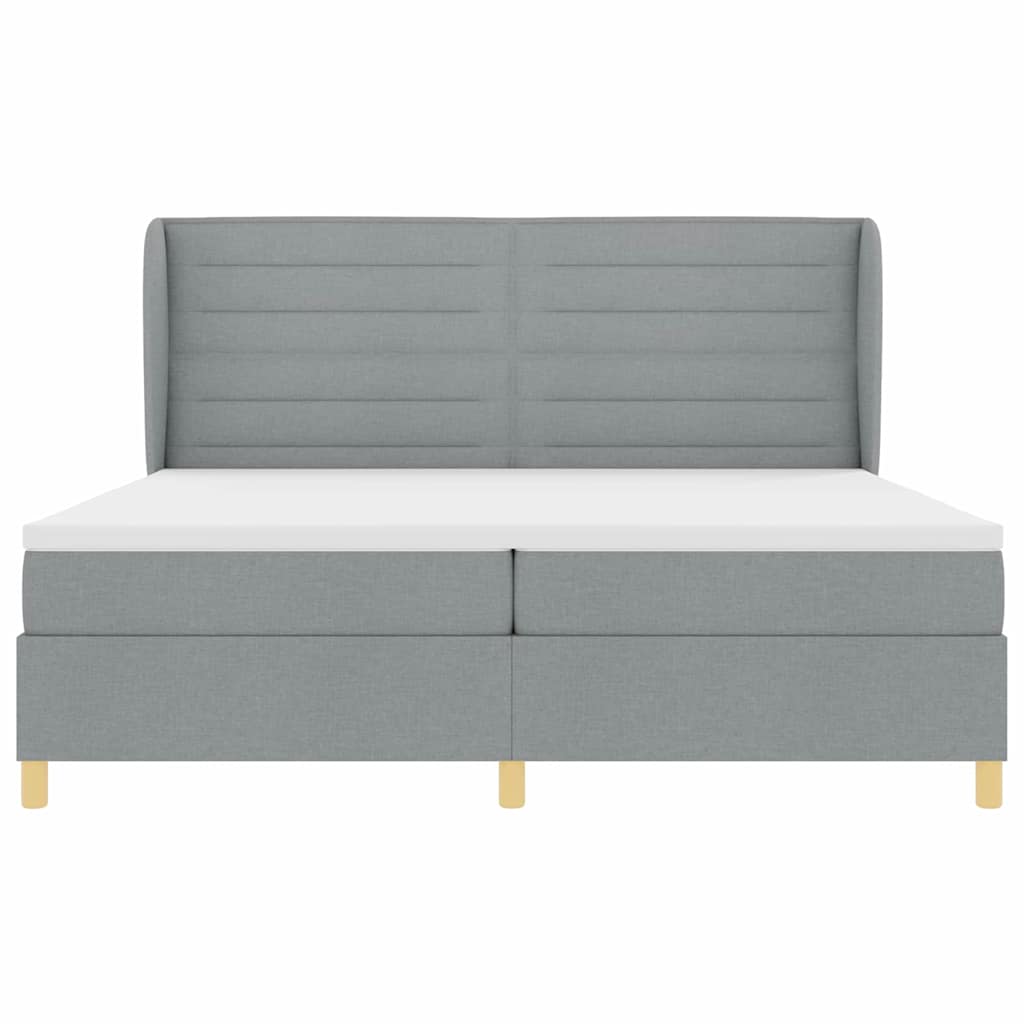 vidaXL Łóżko sprężynowe z materacem Jasnoszary 200 x 200 cm tkanina