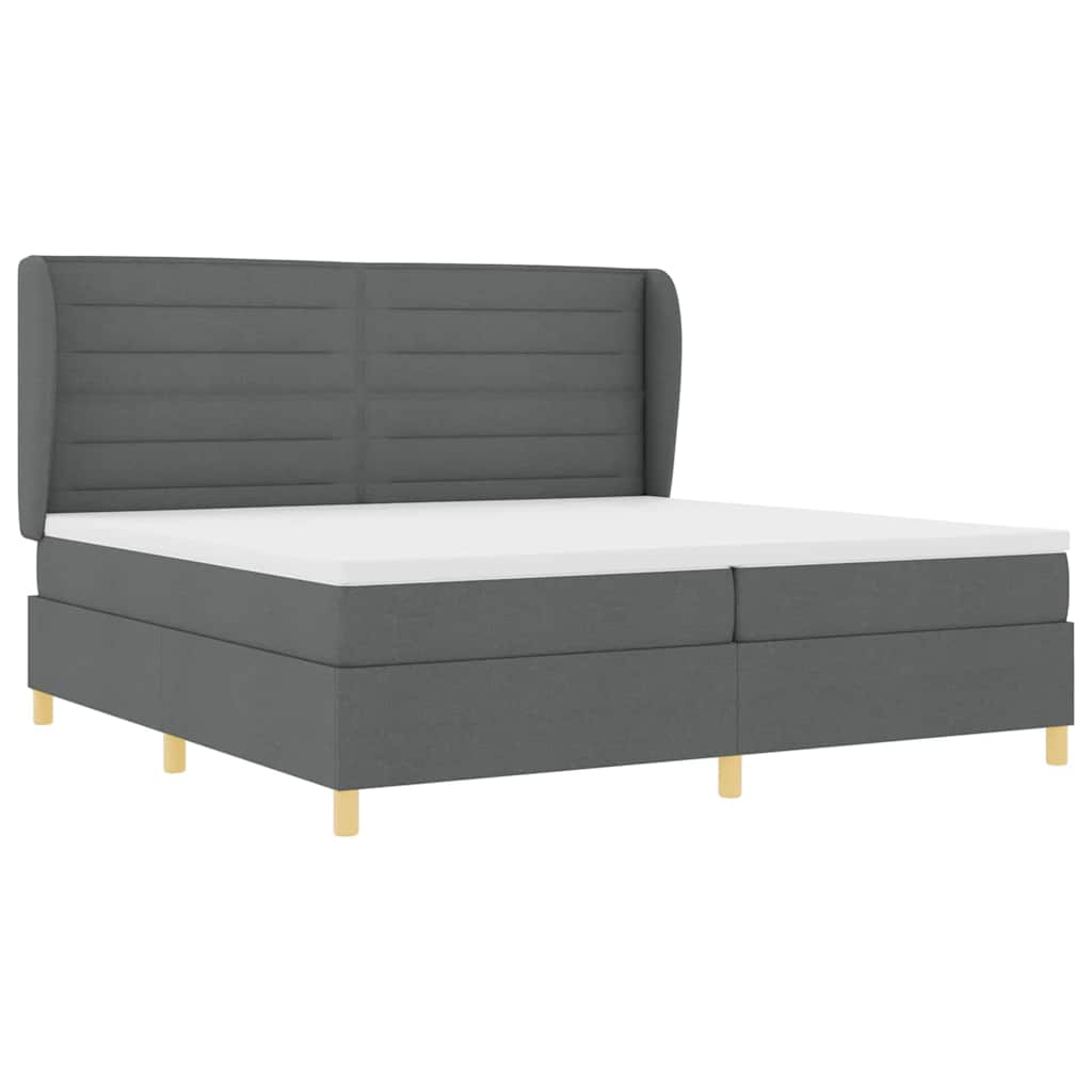 vidaXL Łóżko sprężynowe z materacem Ciemnoszary 200 x 200 cm tkanina