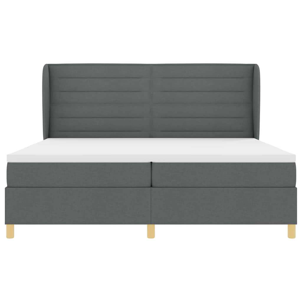 vidaXL Łóżko sprężynowe z materacem Ciemnoszary 200 x 200 cm tkanina