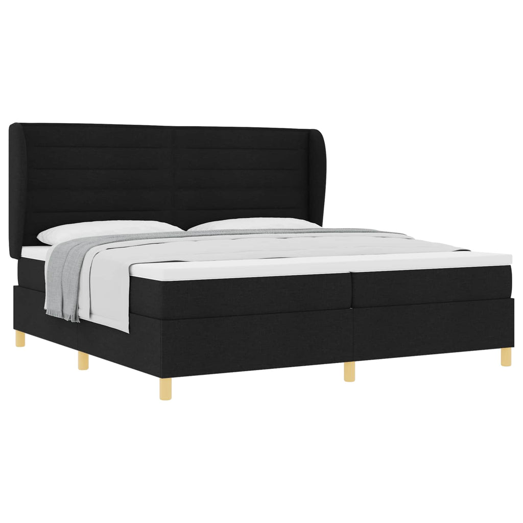 vidaXL Łóżko sprężynowe z materacem Czarny 200 x 200 cm tkanina