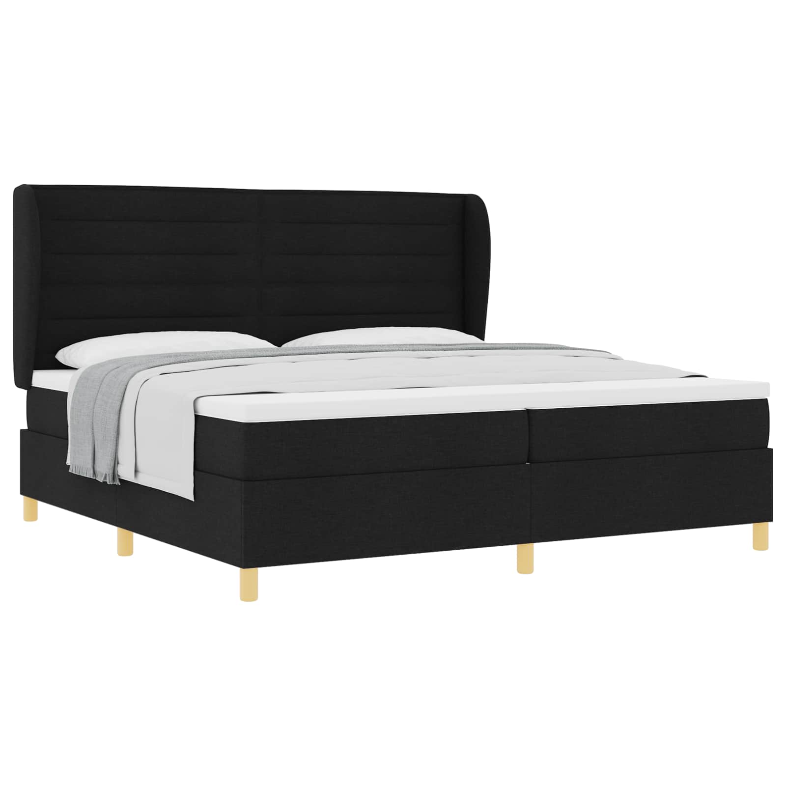 vidaXL Łóżko sprężynowe z materacem Czarny 200 x 200 cm tkanina