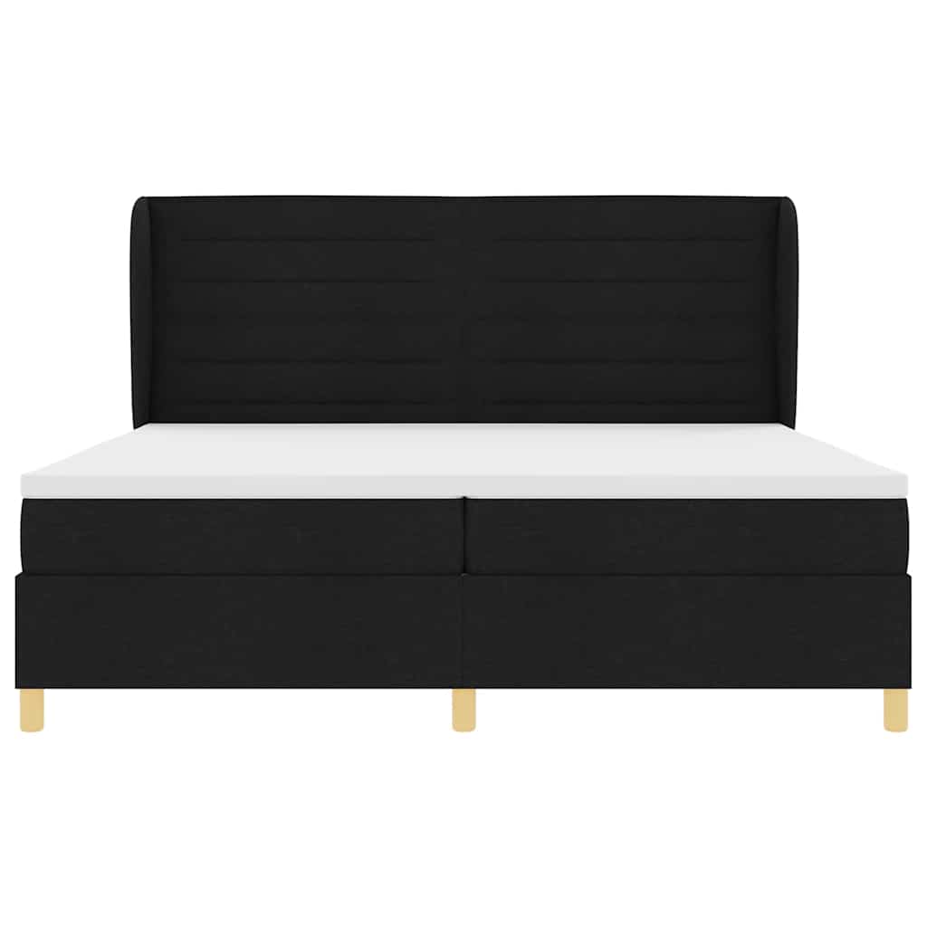 vidaXL Łóżko sprężynowe z materacem Czarny 200 x 200 cm tkanina