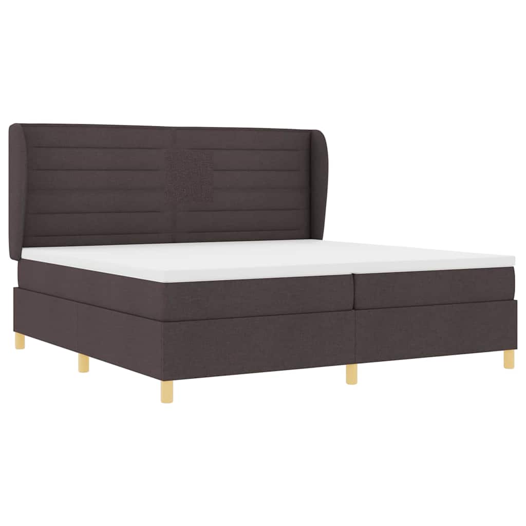 vidaXL Łóżko sprężynowe z materacem Ciemny brąz 200 x 200 cm tkanina