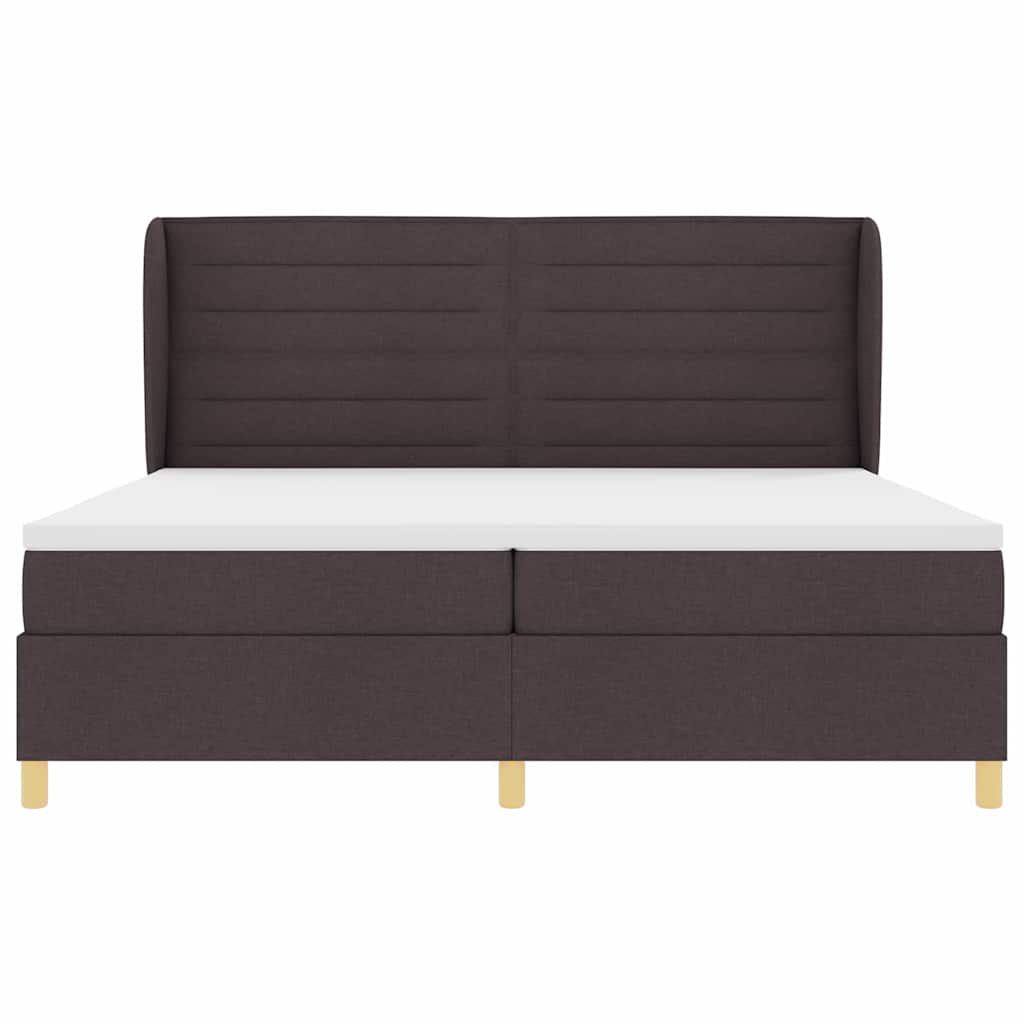 vidaXL Łóżko sprężynowe z materacem Ciemny brąz 200 x 200 cm tkanina