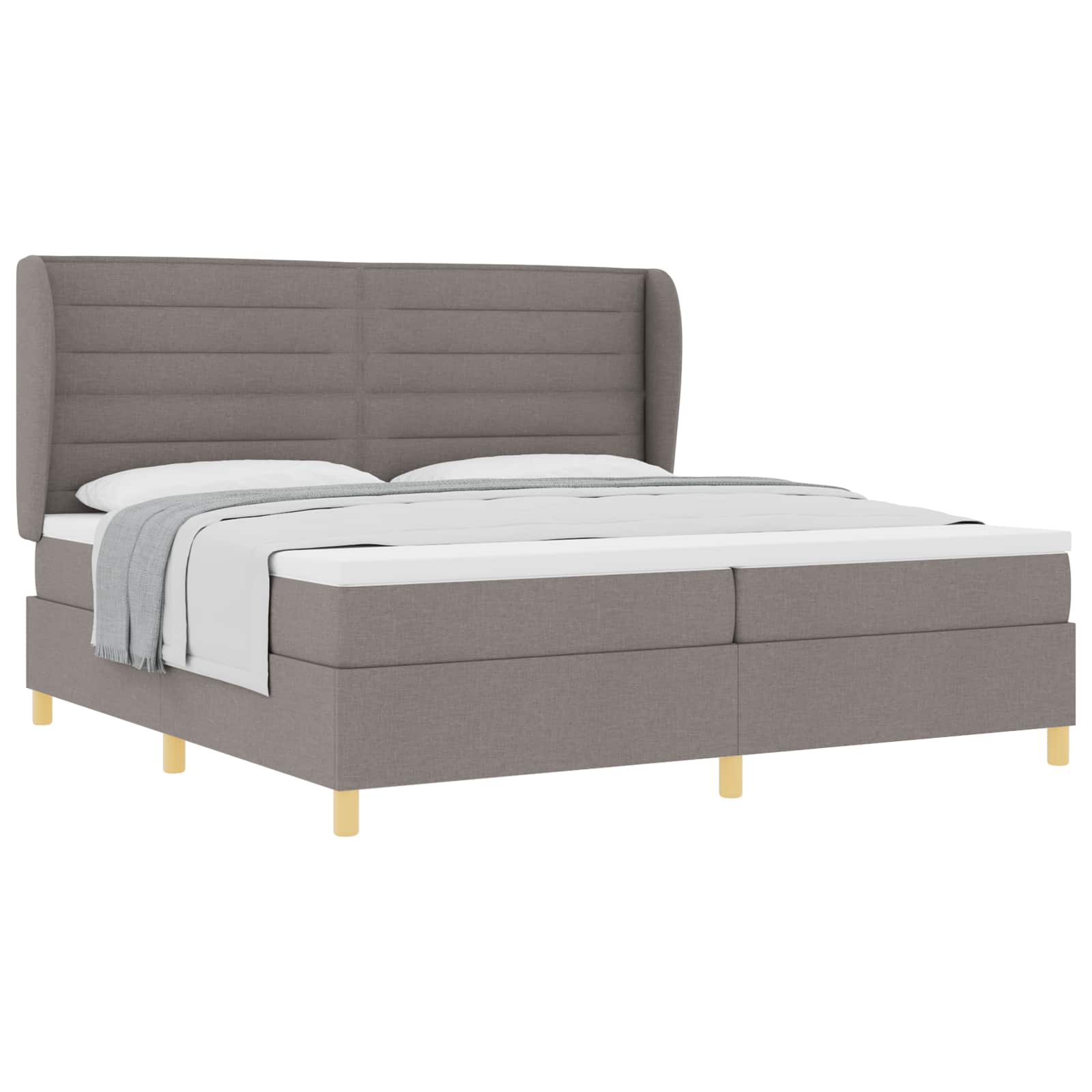 vidaXL Łóżko sprężynowe z materacem Ciemnoszary 200 x 200 cm tkanina