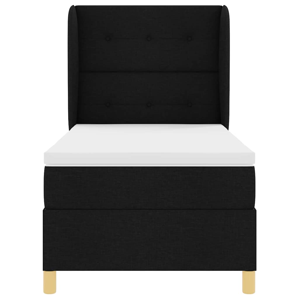 vidaXL Łóżko sprężynowe z materacem Czarny 200 x 80 cm tkanina