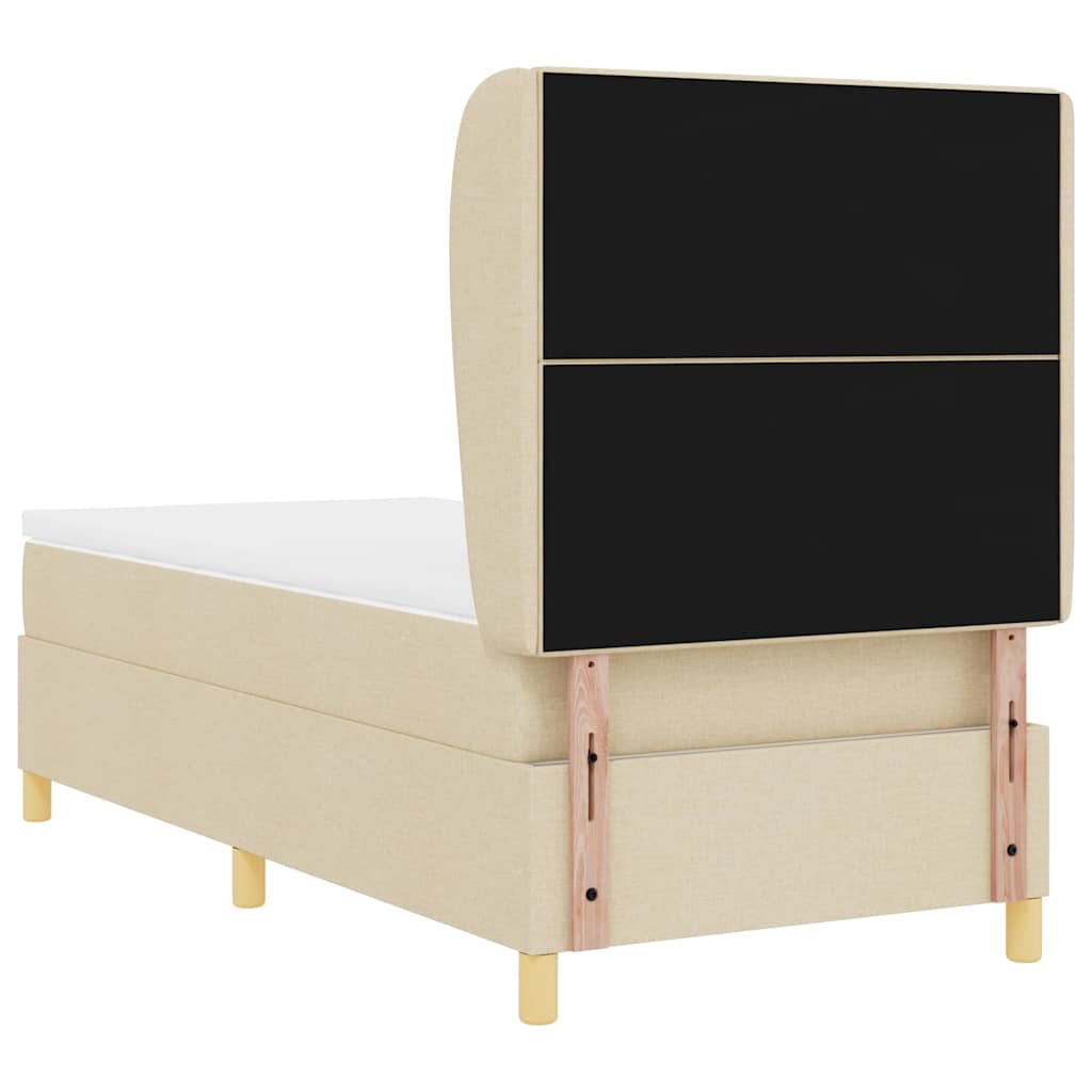 vidaXL Łóżko sprężynowe z materacem Kremowy 200 x 90 cm tkanina