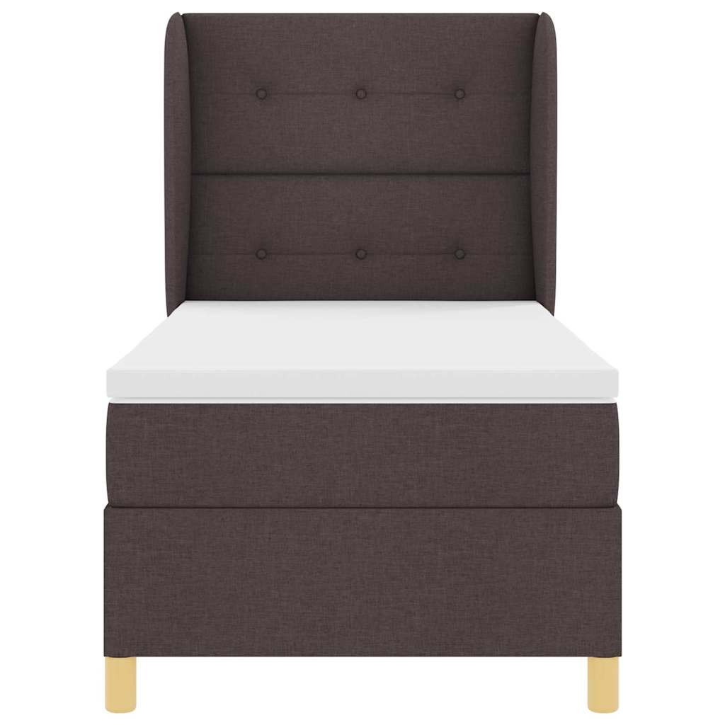 vidaXL Łóżko sprężynowe Z zagłówkiem Ciemny brąz 200 x 100 cm tkanina