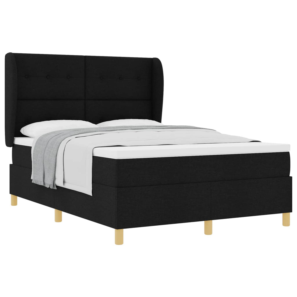 vidaXL Łóżko sprężynowe z materacem Czarny 200 x 140 cm tkanina