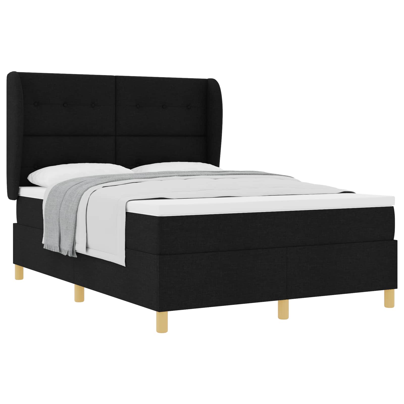 vidaXL Łóżko sprężynowe z materacem Czarny 200 x 140 cm tkanina
