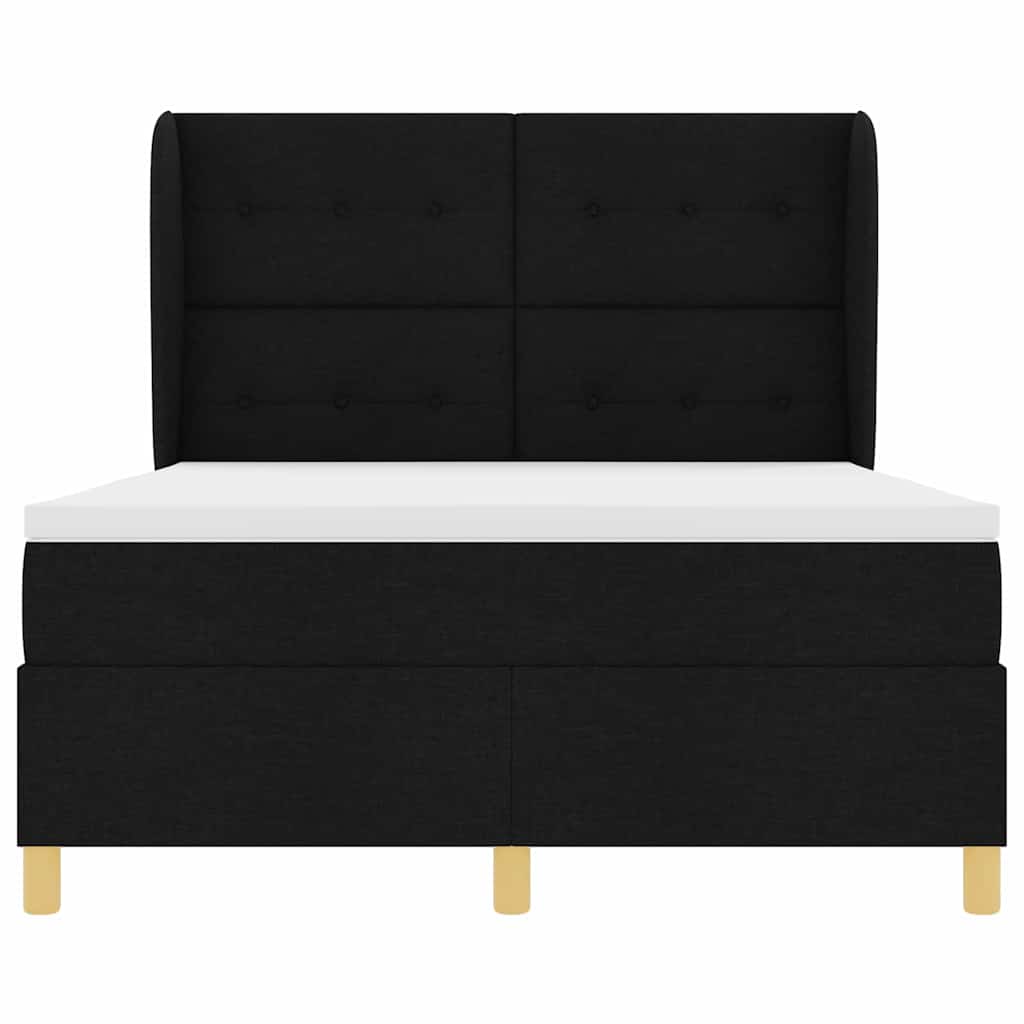 vidaXL Łóżko sprężynowe z materacem Czarny 200 x 140 cm tkanina