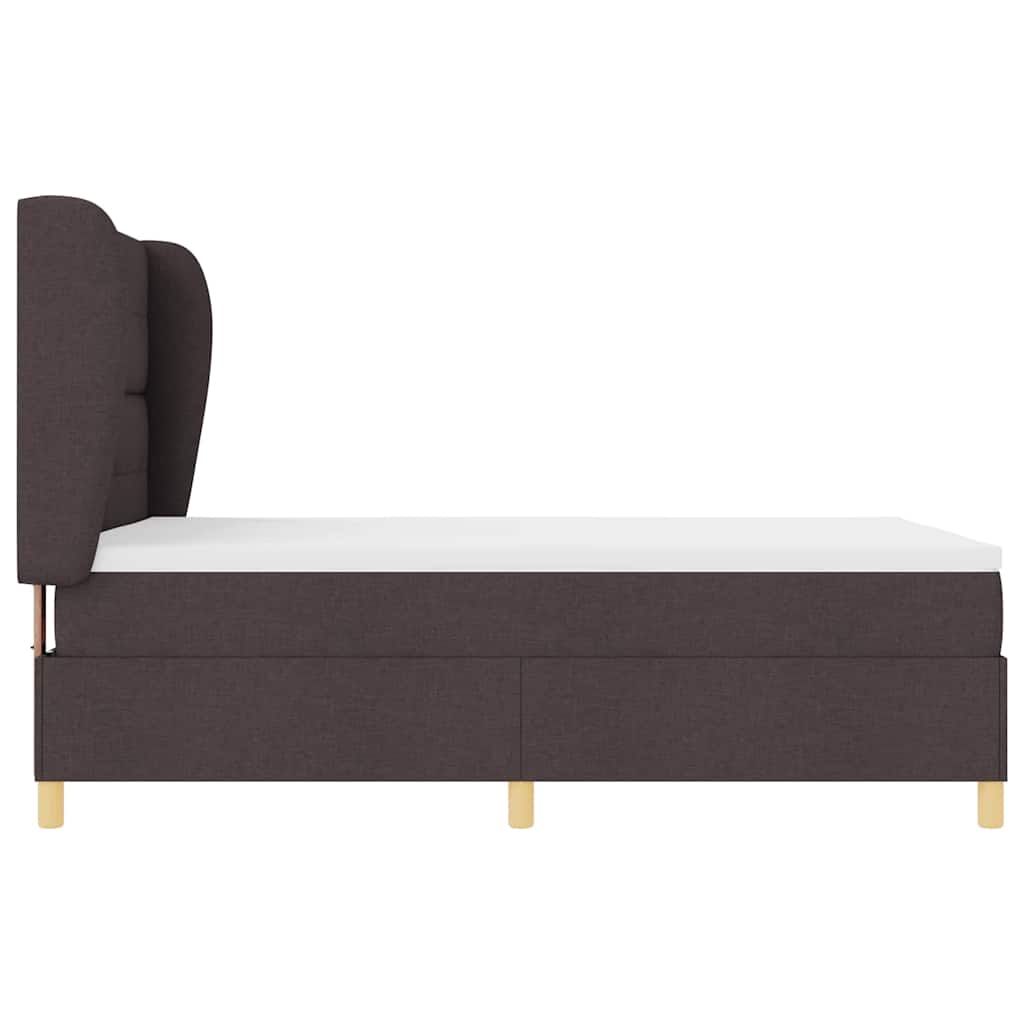 vidaXL Łóżko sprężynowe z materacem Ciemny brąz 200 x 140 cm tkanina