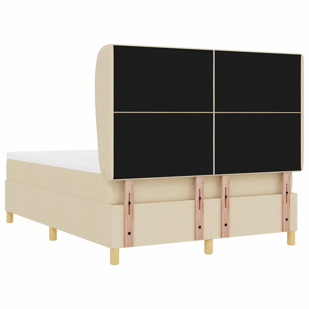 vidaXL Łóżko sprężynowe Z zagłówkiem Kremowy 200 x 140 cm tkanina