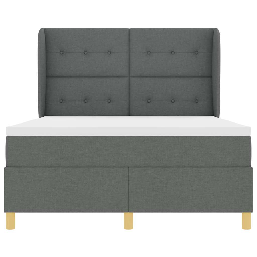 vidaXL Łóżko sprężynowe z materacem Ciemnoszary 200 x 160 cm tkanina