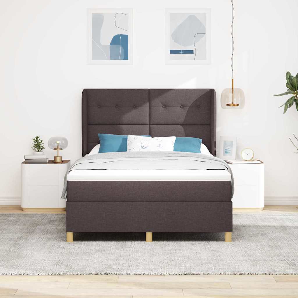 vidaXL Łóżko sprężynowe z materacem Ciemny brąz 200 x 160 cm tkanina