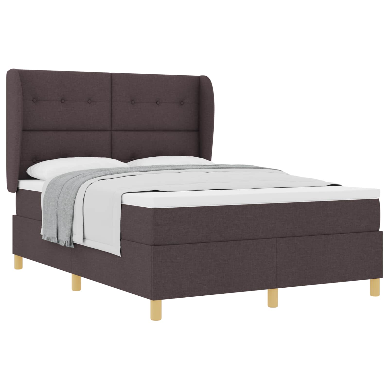 vidaXL Łóżko sprężynowe z materacem Ciemny brąz 200 x 160 cm tkanina