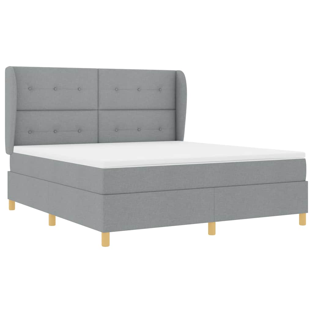 vidaXL Łóżko sprężynowe z materacem Jasnoszary 200 x 180 cm tkanina