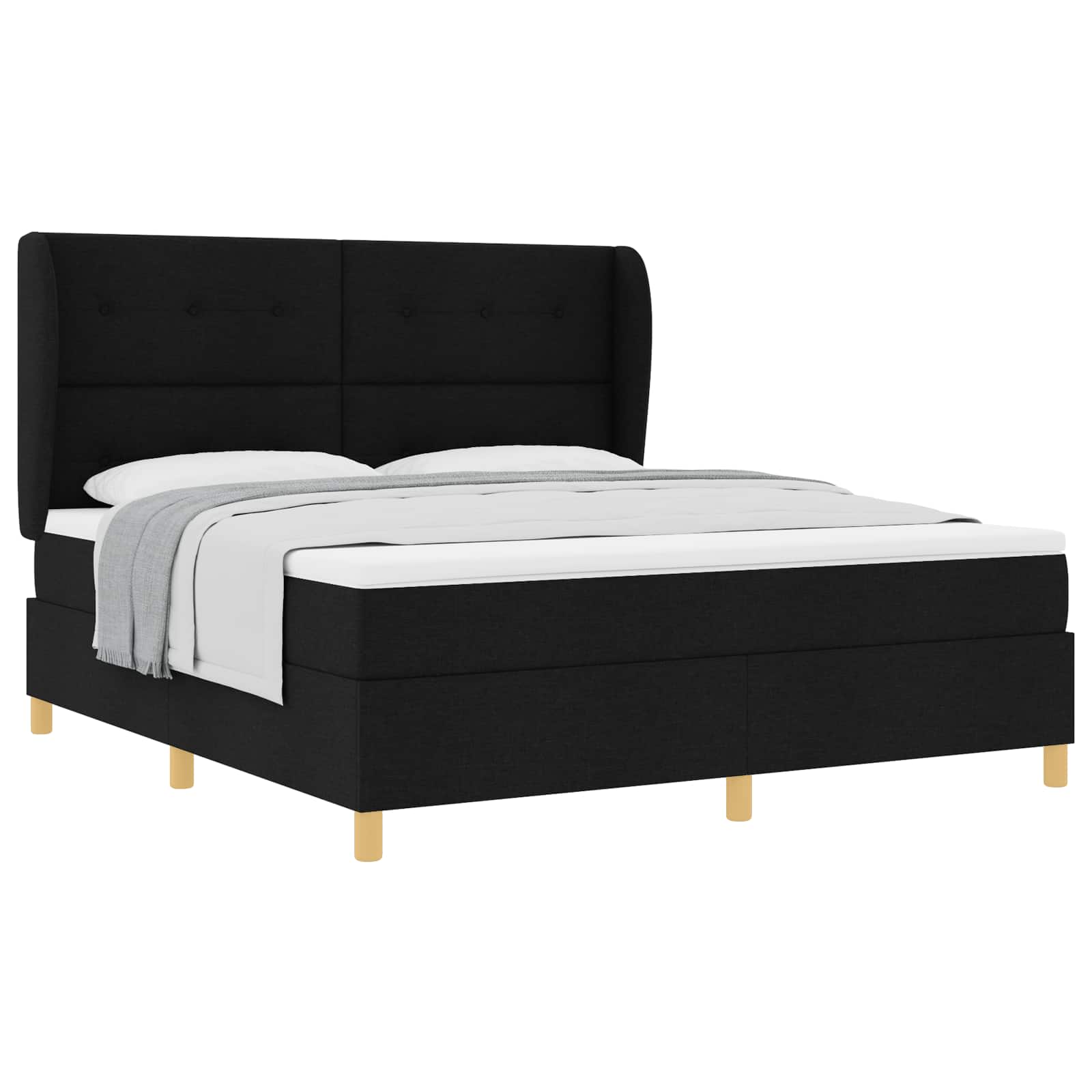 vidaXL Łóżko sprężynowe z materacem Czarny 200 x 180 cm tkanina