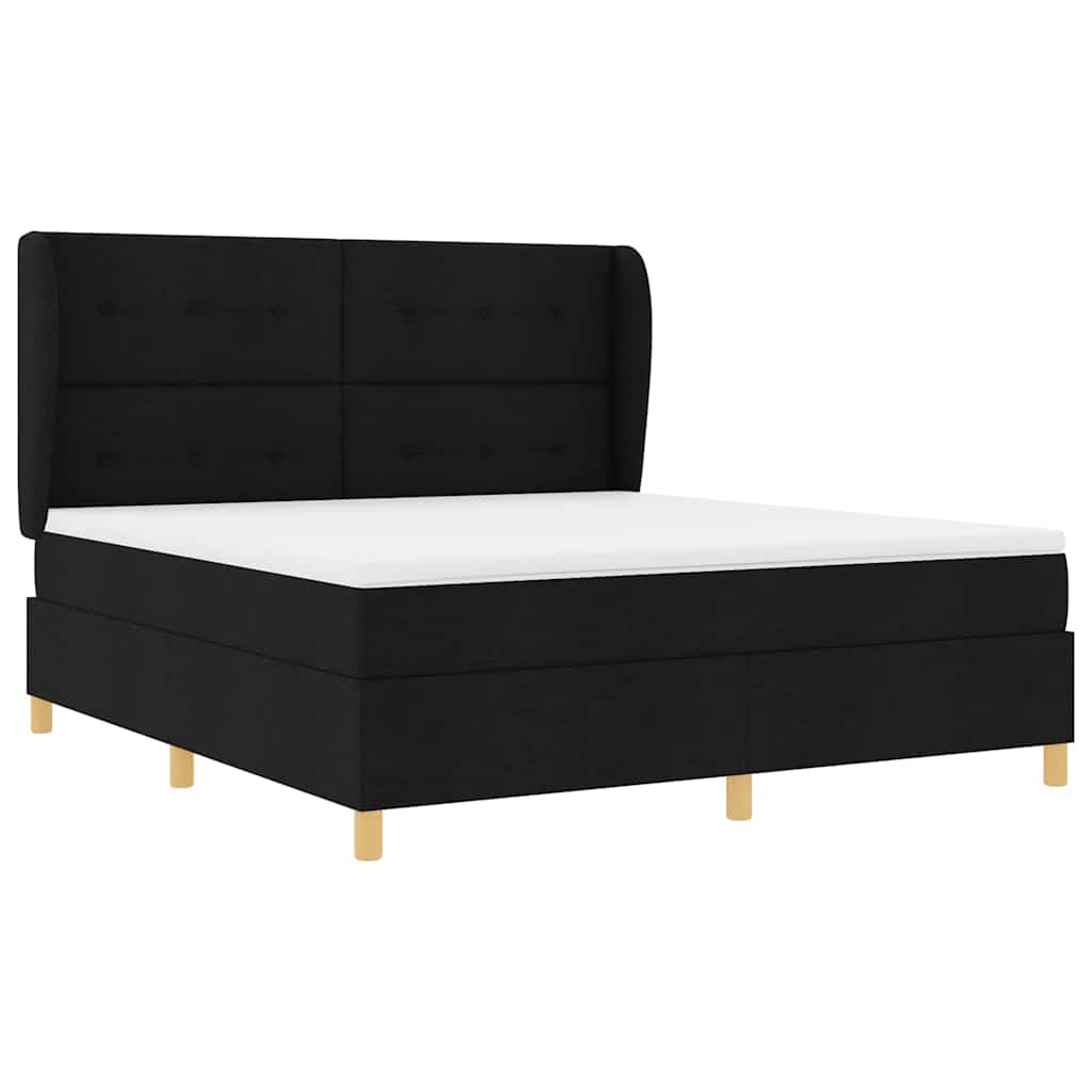 vidaXL Łóżko sprężynowe z materacem Czarny 200 x 180 cm tkanina