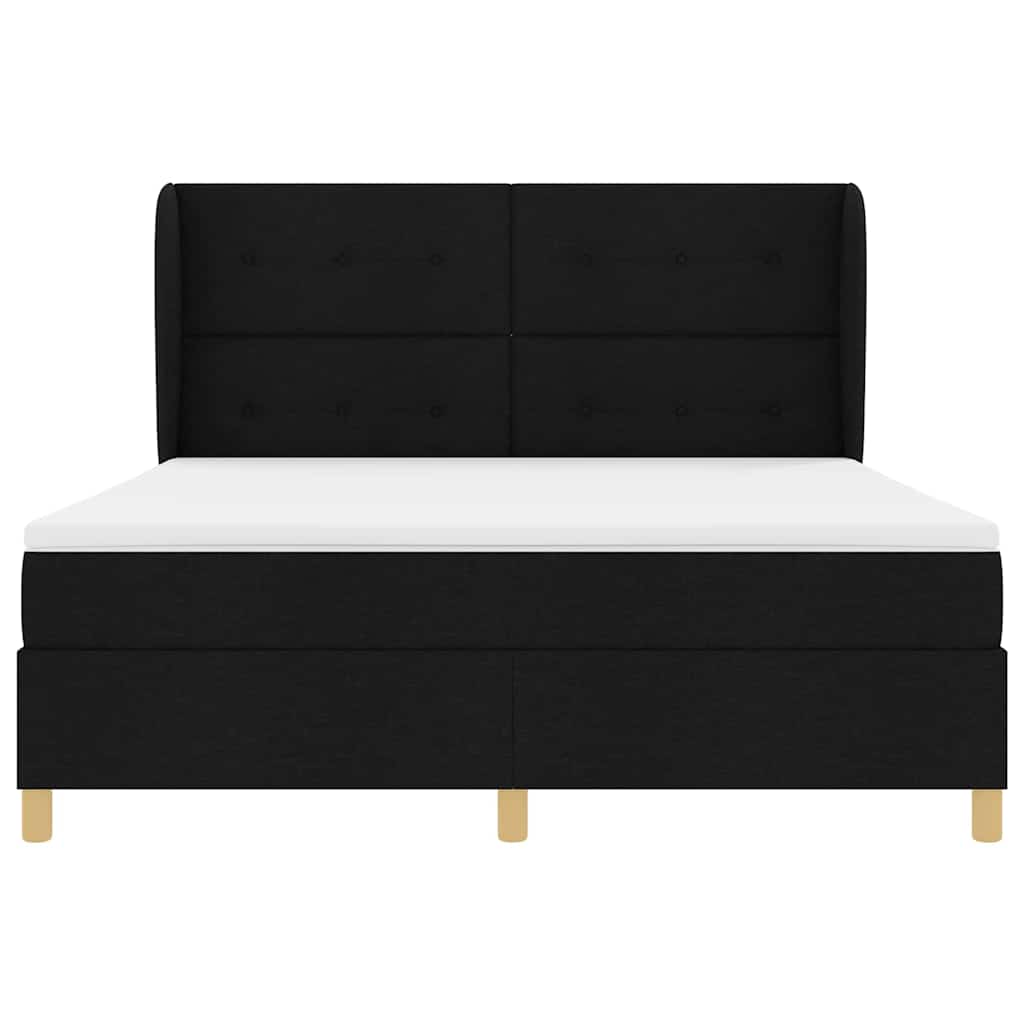 vidaXL Łóżko sprężynowe z materacem Czarny 200 x 180 cm tkanina