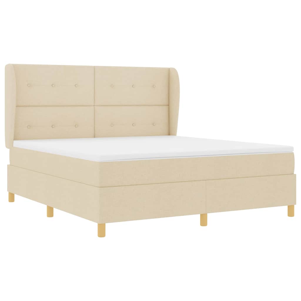 vidaXL Łóżko sprężynowe z materacem Kremowy 200 x 180 cm tkanina