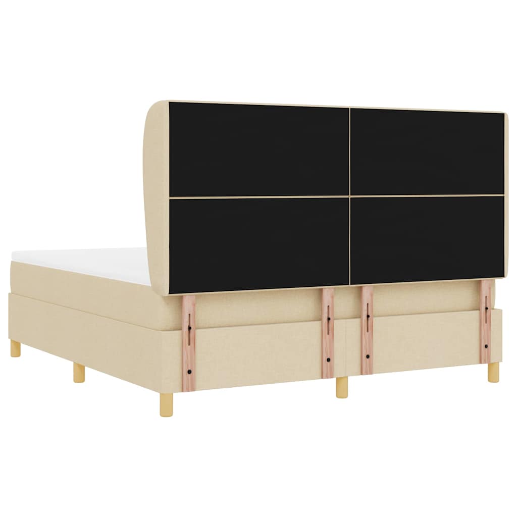 vidaXL Łóżko sprężynowe z materacem Kremowy 200 x 180 cm tkanina