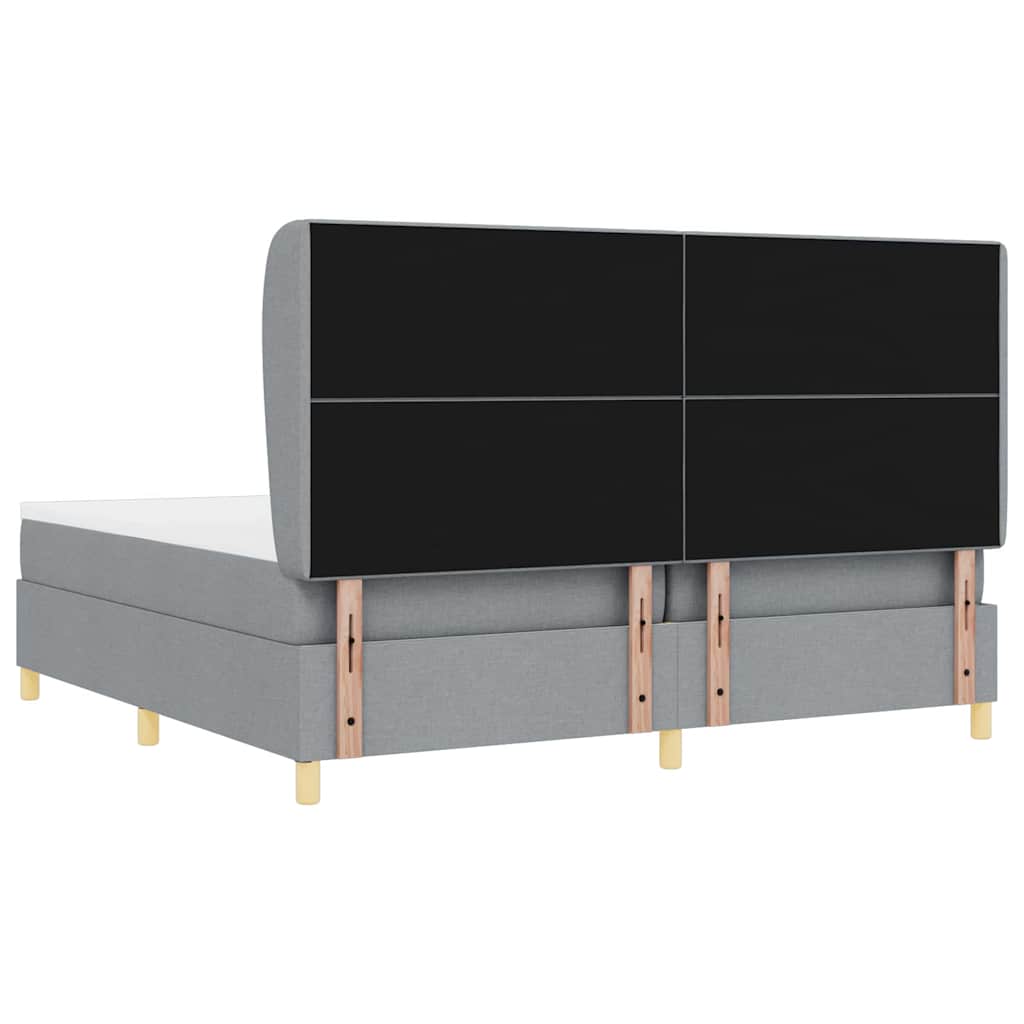 vidaXL Łóżko sprężynowe Z zagłówkiem Jasnoszary 200 x 200 cm tkanina