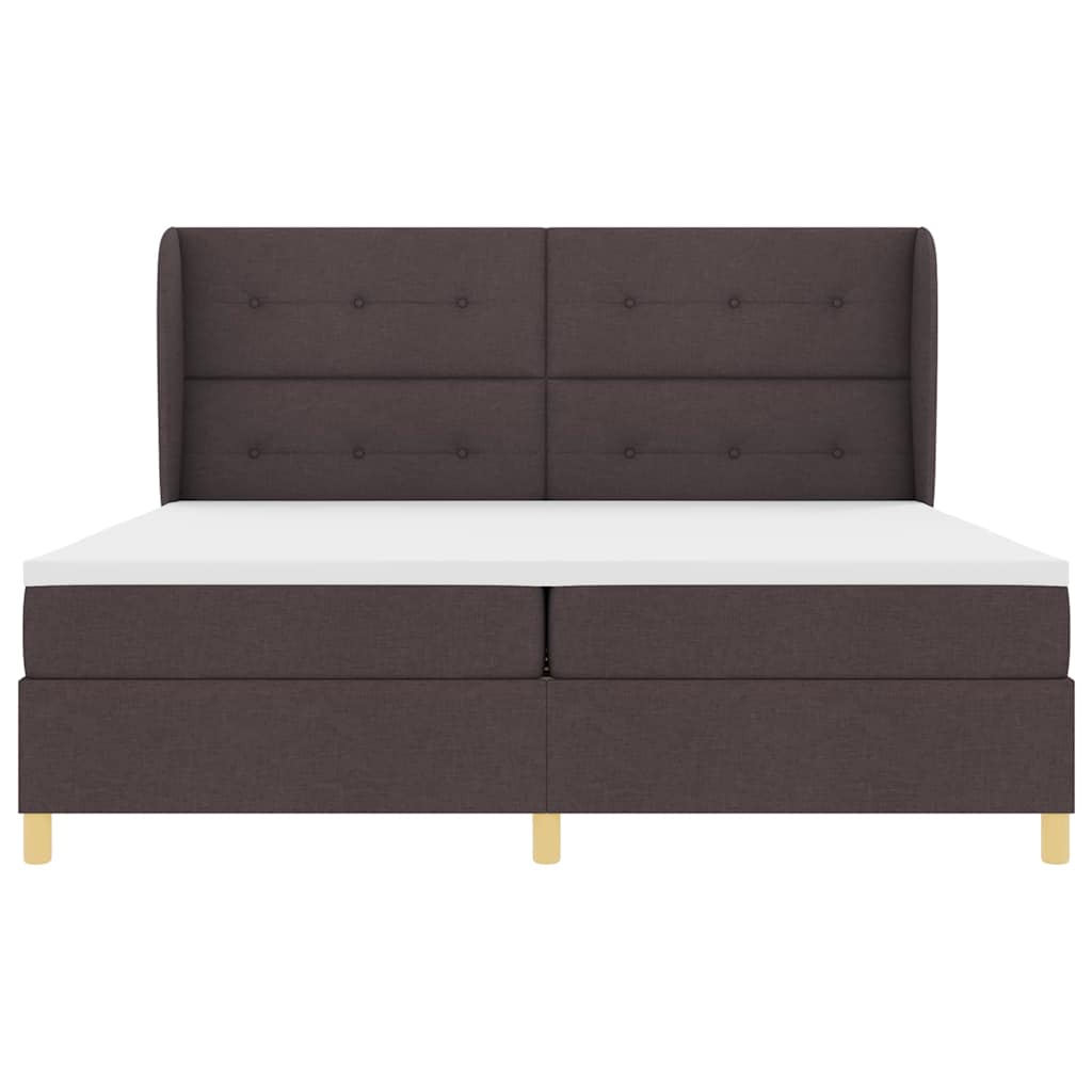 vidaXL Łóżko sprężynowe Z zagłówkiem Ciemny brąz 200 x 200 cm tkanina