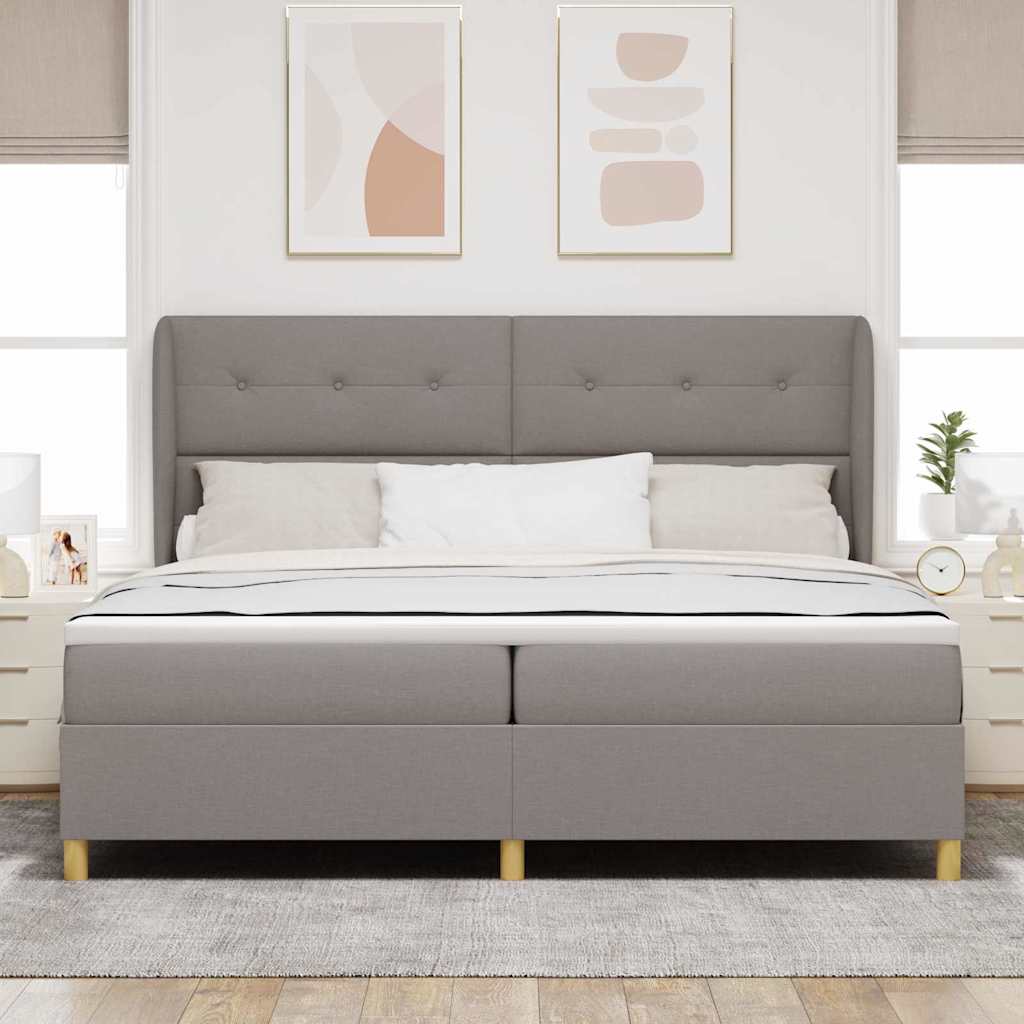 vidaXL Łóżko sprężynowe Z zagłówkiem Ciemnoszary 200 x 200 cm tkanina