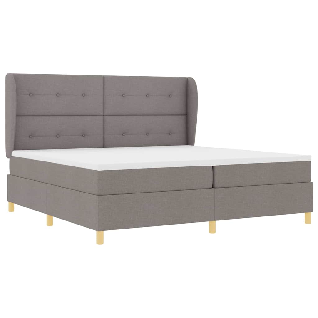 vidaXL Łóżko sprężynowe Z zagłówkiem Ciemnoszary 200 x 200 cm tkanina
