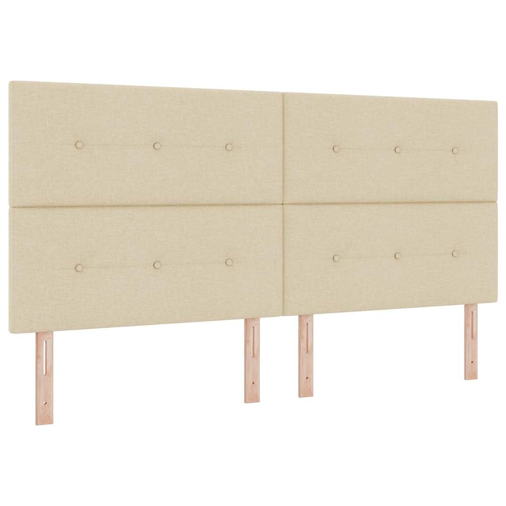 vidaXL Łóżko sprężynowe z materacem Kremowy 200 x 200 cm tkanina