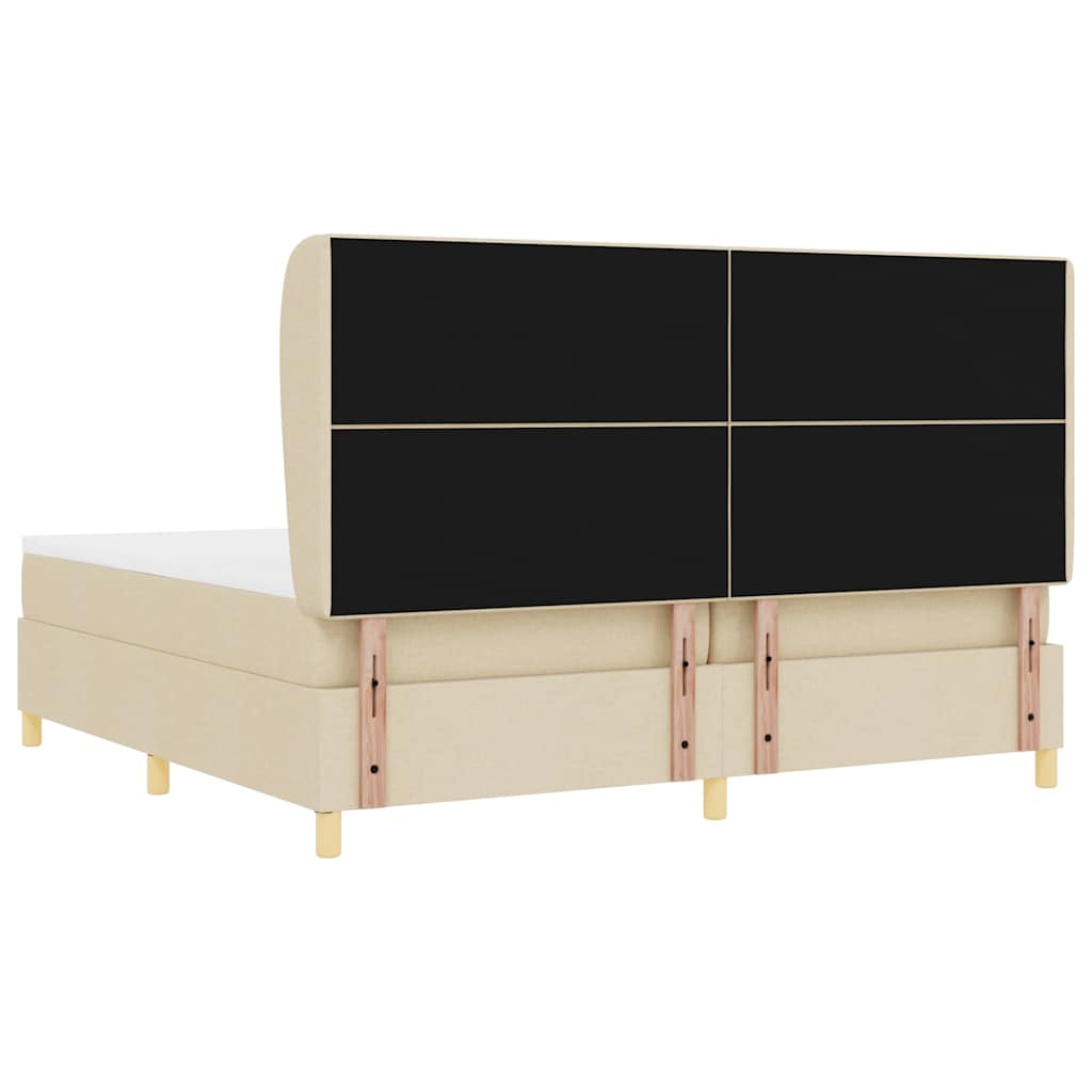 vidaXL Łóżko sprężynowe z materacem Kremowy 200 x 200 cm tkanina