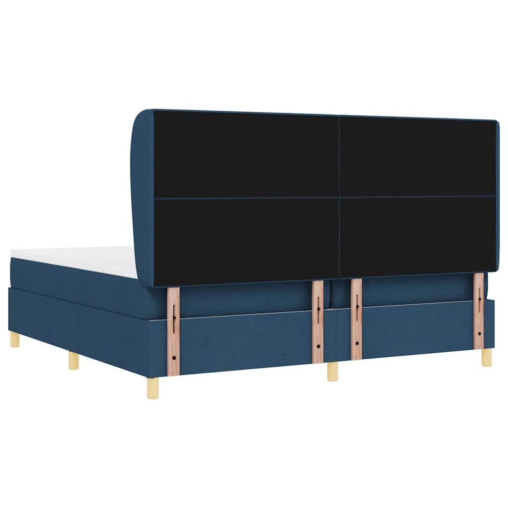 vidaXL Łóżko sprężynowe z materacem Niebieski 200 x 200 cm tkanina