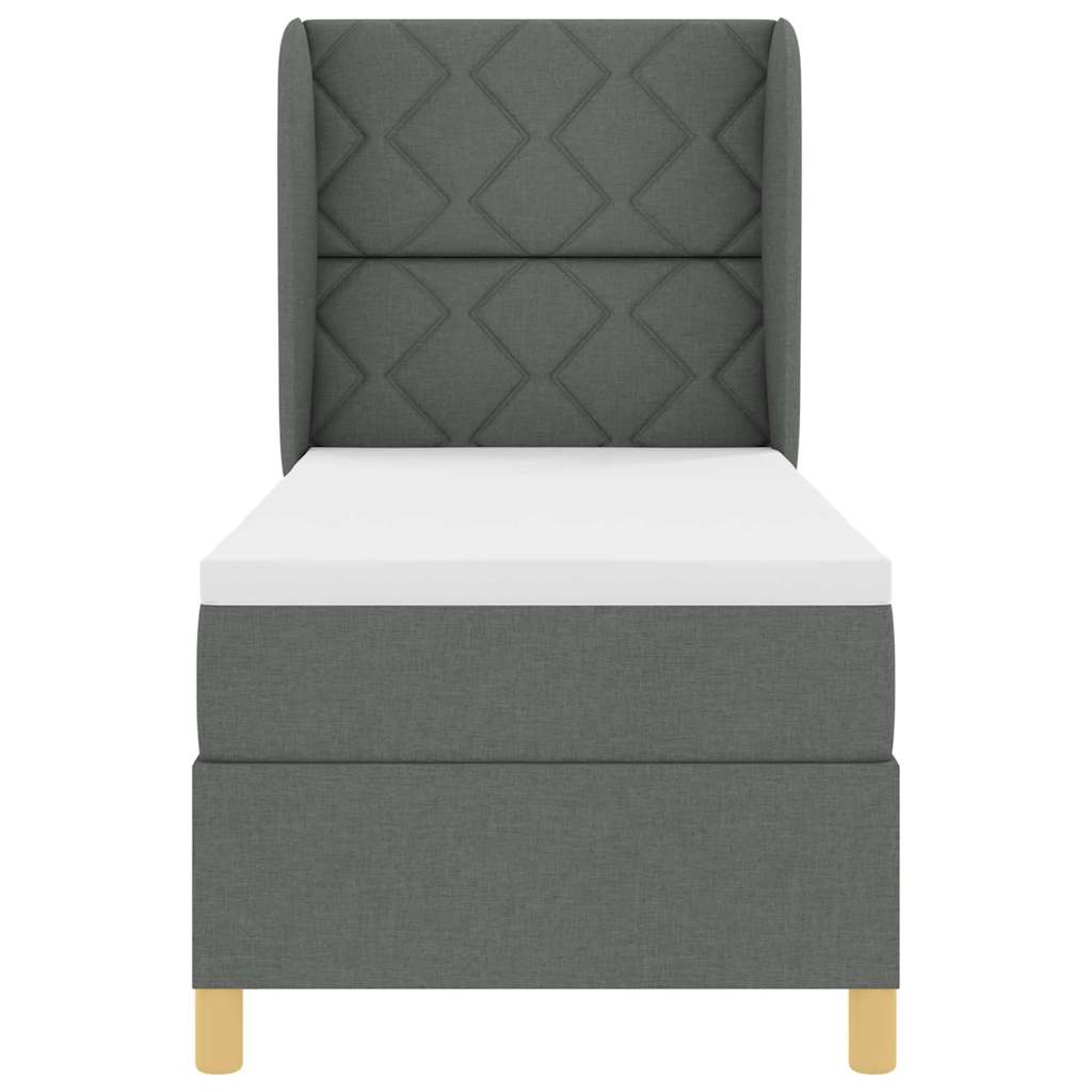 vidaXL Łóżko sprężynowe Z zagłówkiem Ciemnoszary 200 x 80 cm tkanina