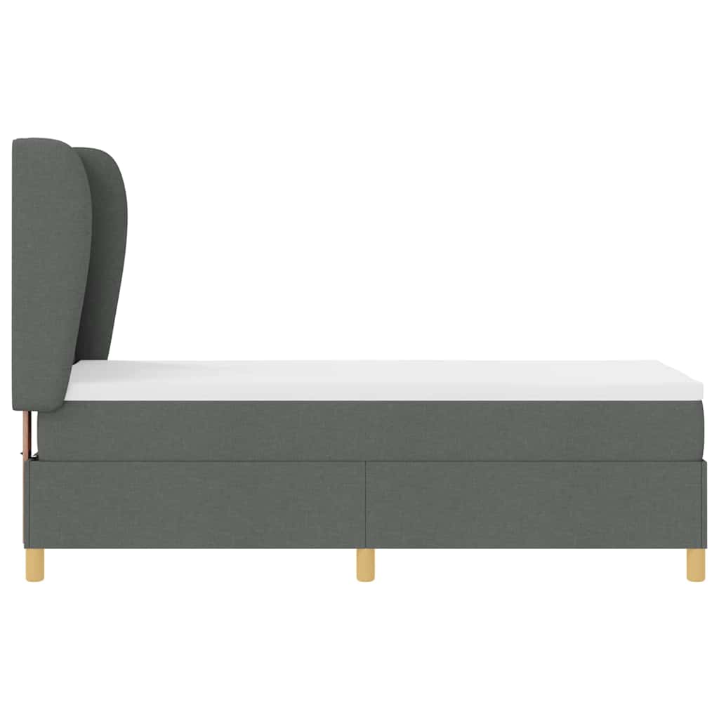 vidaXL Łóżko sprężynowe Z zagłówkiem Ciemnoszary 200 x 80 cm tkanina