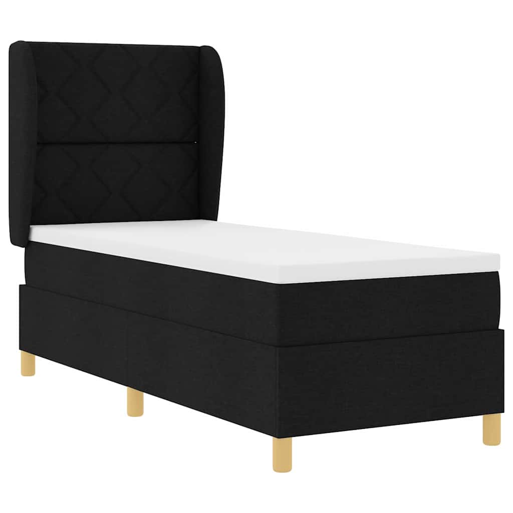 vidaXL Łóżko sprężynowe Z zagłówkiem Czarny 200 x 80 cm tkanina