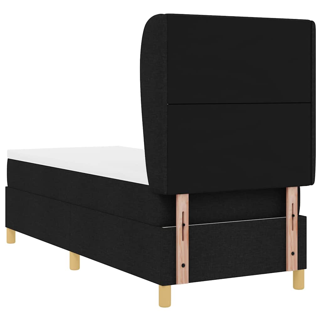 vidaXL Łóżko sprężynowe Z zagłówkiem Czarny 200 x 80 cm tkanina