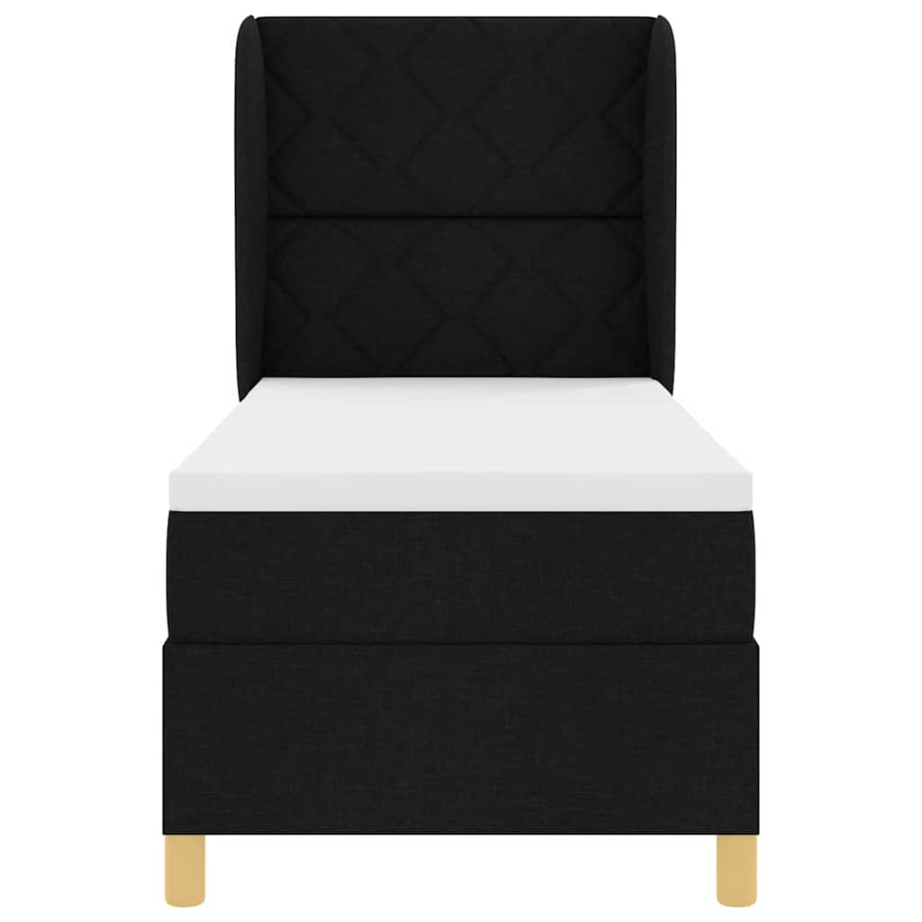 vidaXL Łóżko sprężynowe Z zagłówkiem Czarny 200 x 80 cm tkanina