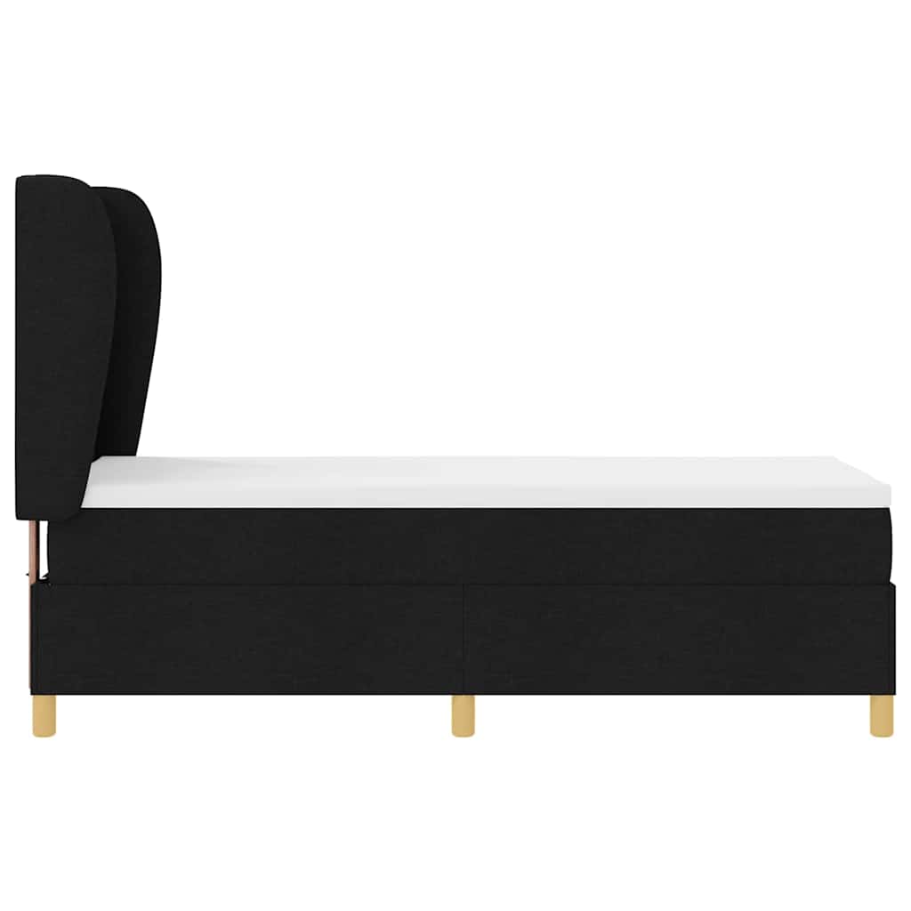 vidaXL Łóżko sprężynowe Z zagłówkiem Czarny 200 x 80 cm tkanina