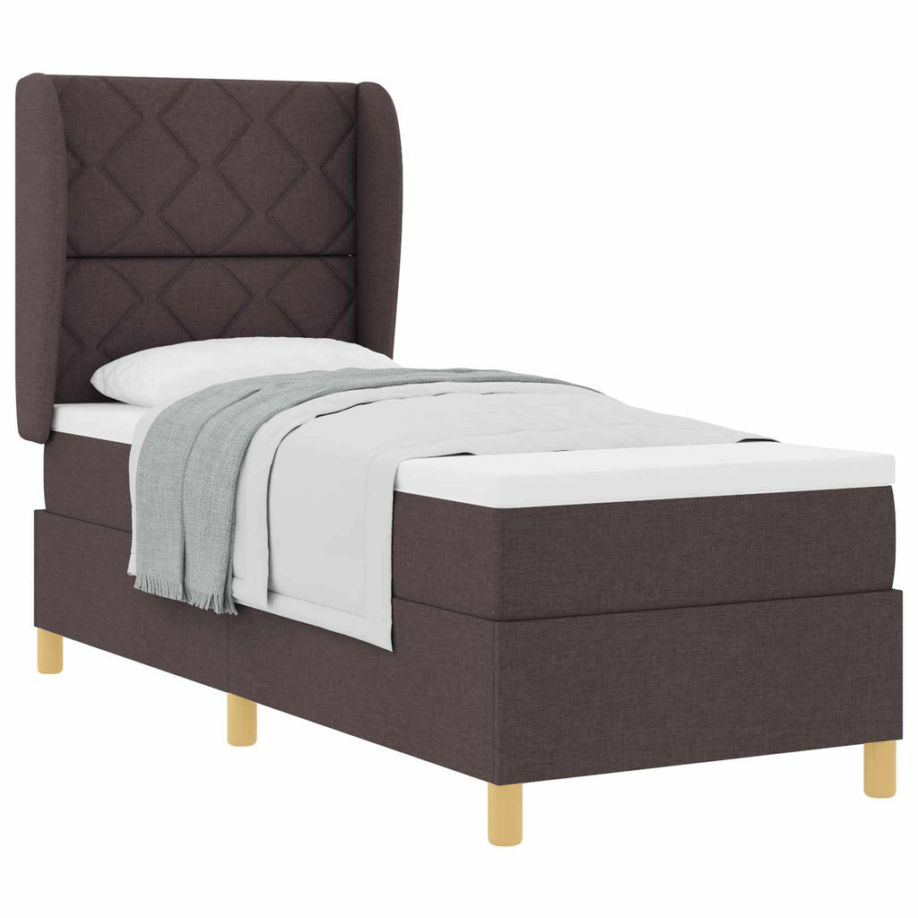 vidaXL Łóżko sprężynowe z poduszką Ciemny brąz 200 x 80 cm tkanina