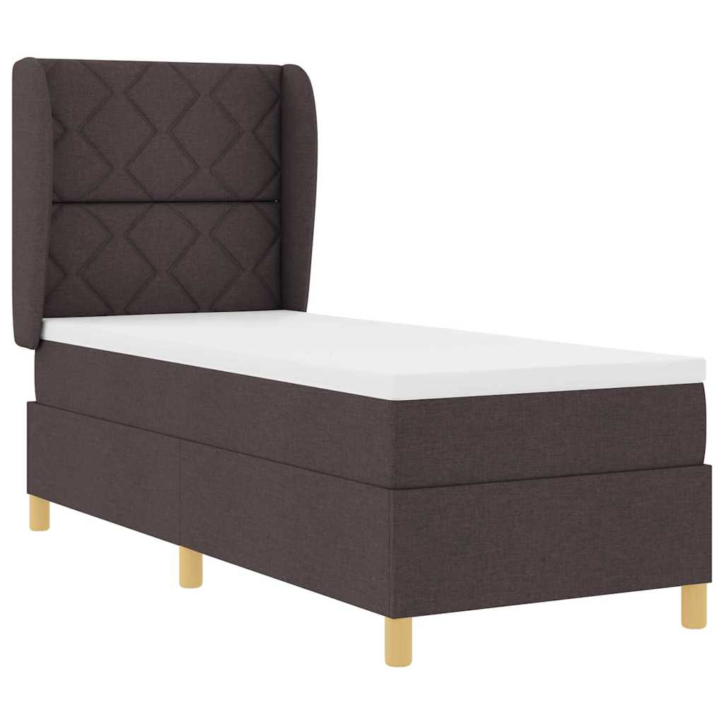 vidaXL Łóżko sprężynowe z poduszką Ciemny brąz 200 x 80 cm tkanina