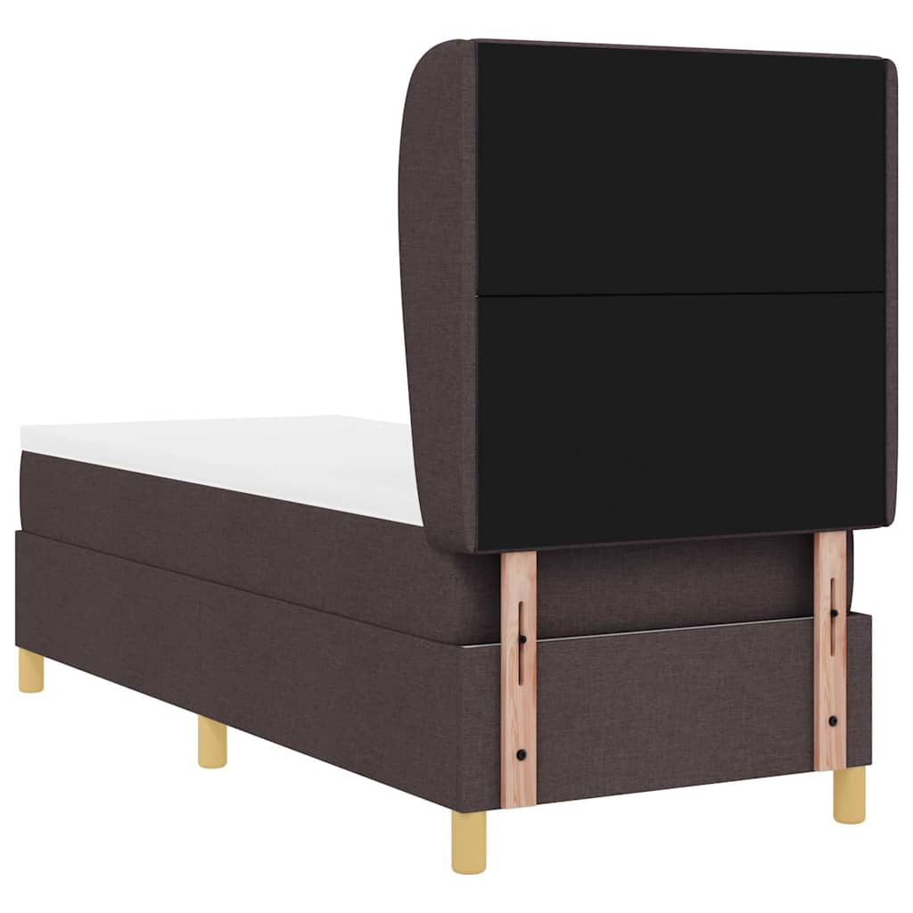 vidaXL Łóżko sprężynowe z poduszką Ciemny brąz 200 x 80 cm tkanina