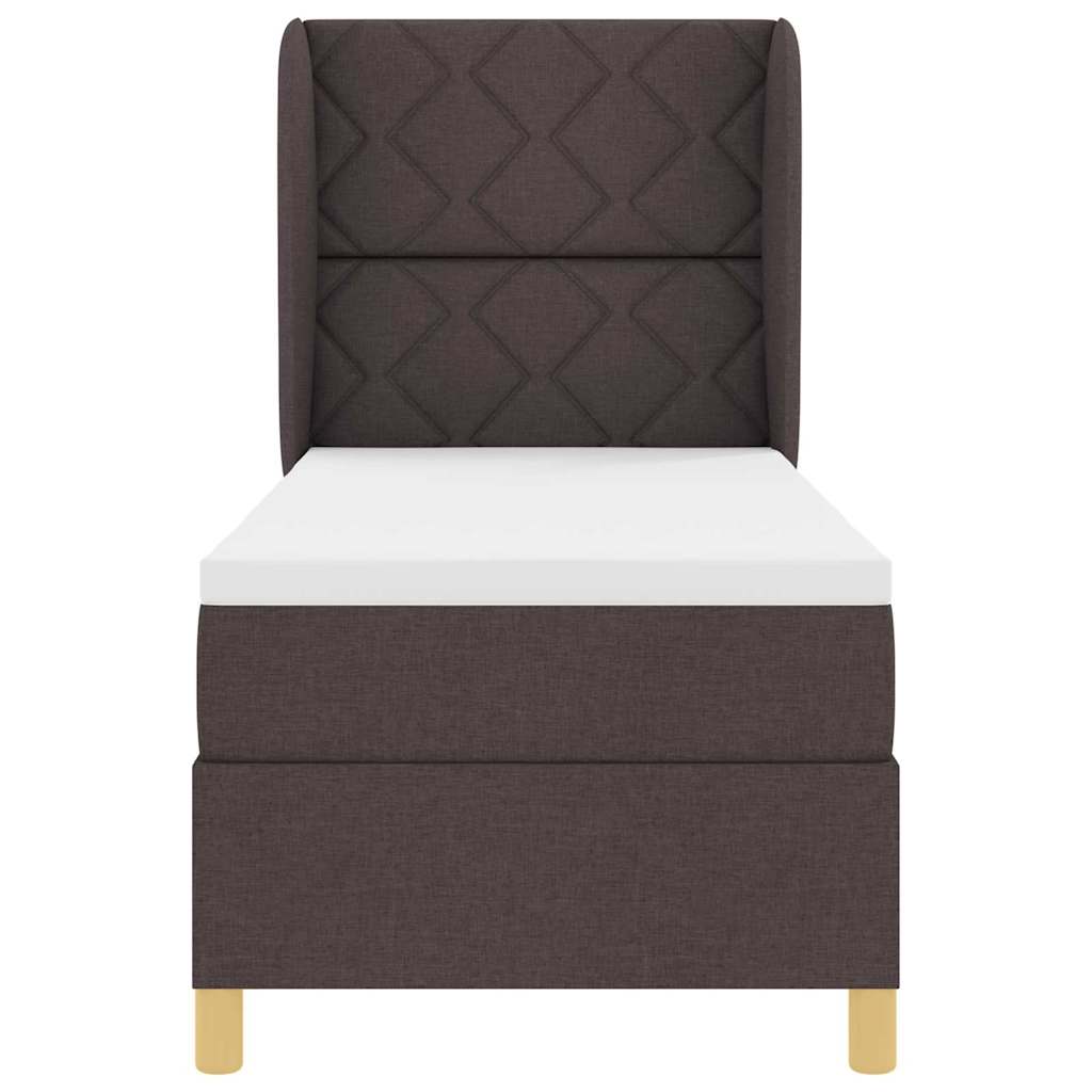 vidaXL Łóżko sprężynowe z poduszką Ciemny brąz 200 x 80 cm tkanina