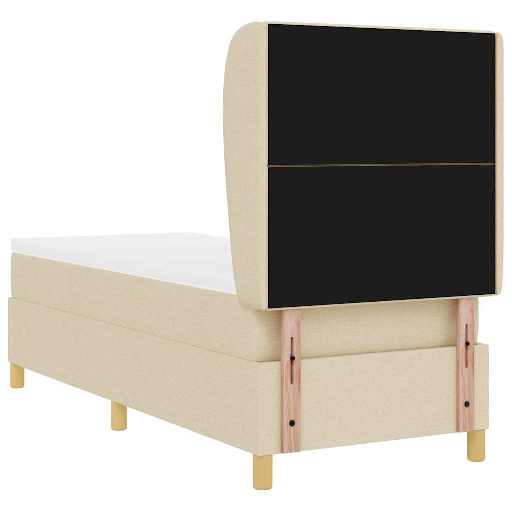 vidaXL Łóżko sprężynowe Z zagłówkiem Kremowy 200 x 80 cm tkanina