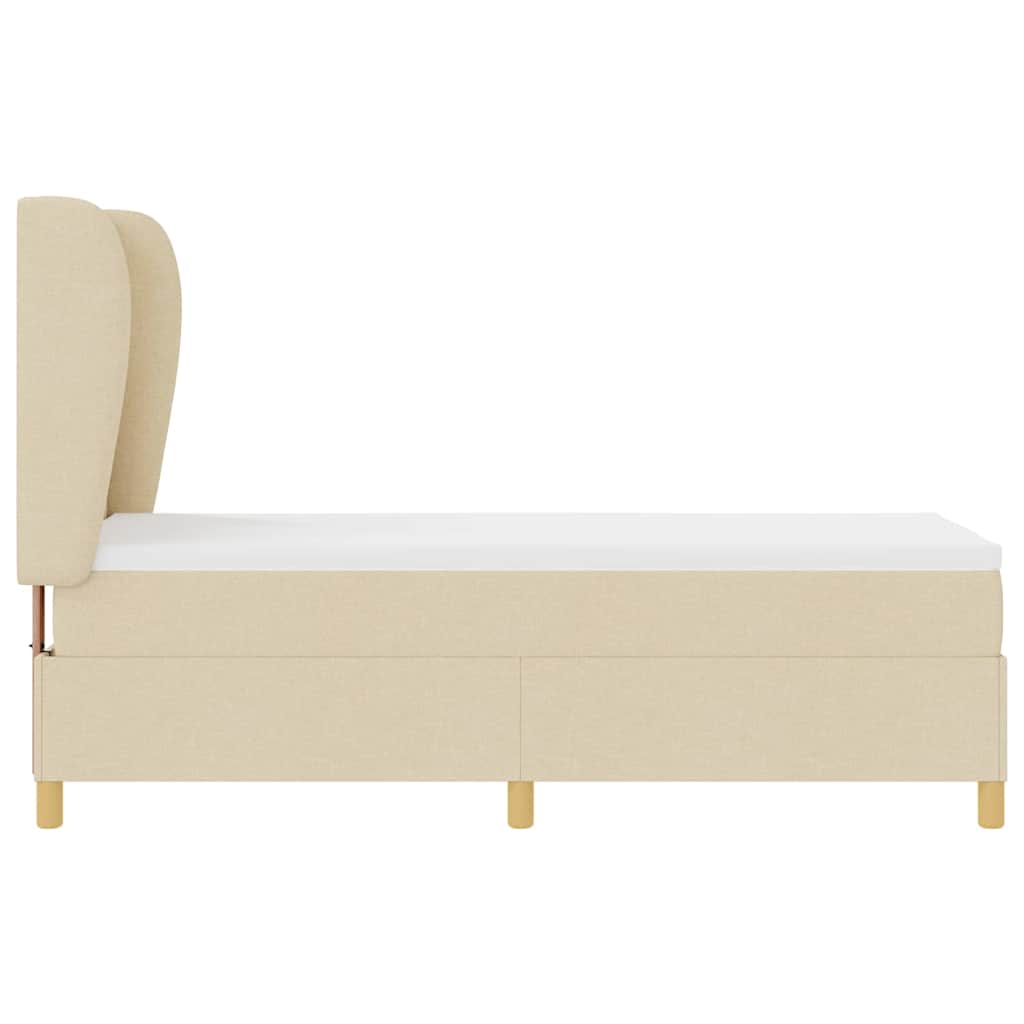 vidaXL Łóżko sprężynowe Z zagłówkiem Kremowy 200 x 80 cm tkanina