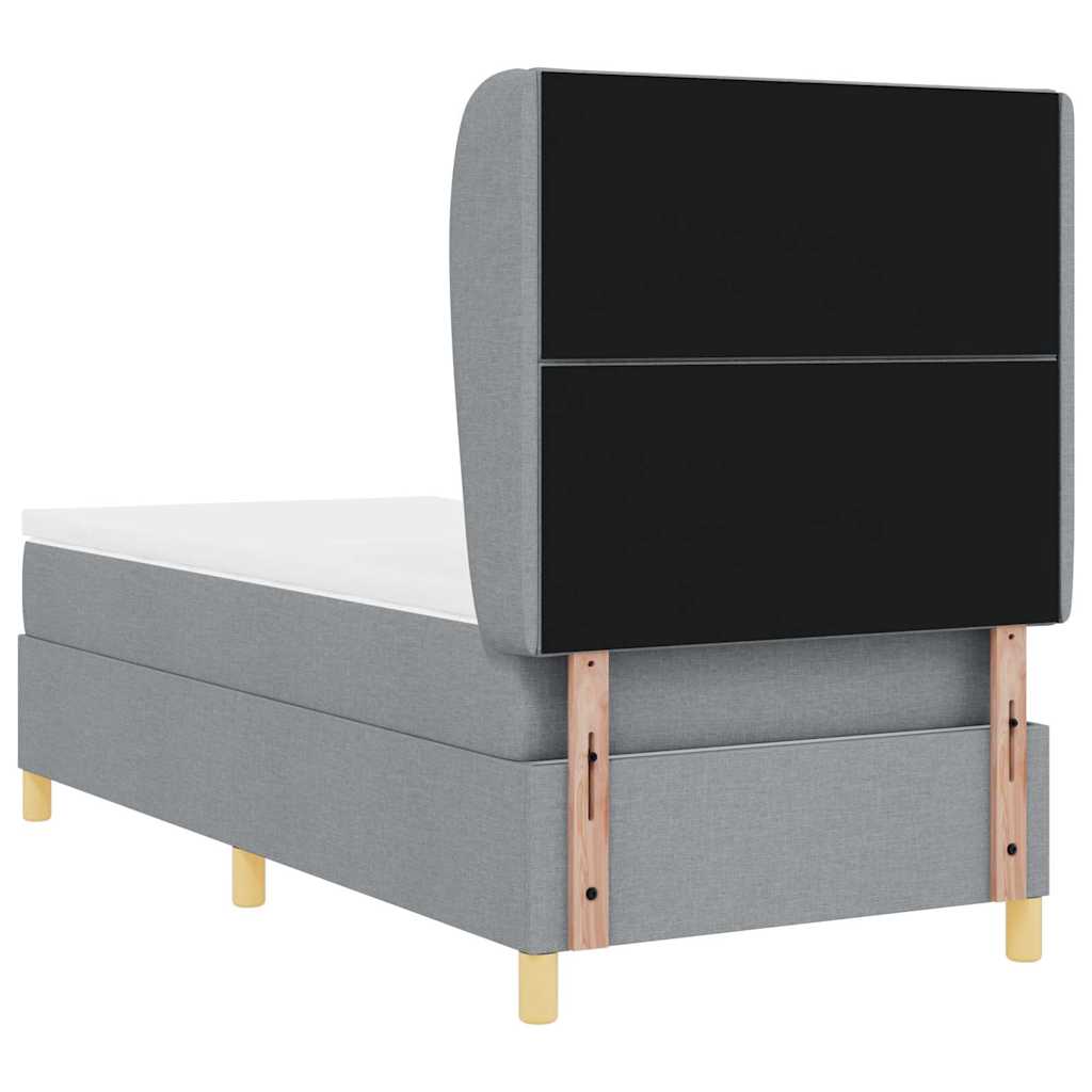 vidaXL Łóżko sprężynowe Z zagłówkiem Jasnoszary 200 x 90 cm tkanina